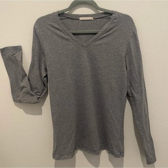 Active basic cotton long sleeve v-neck tee in heather gray 1XL - Picture 1 of 8